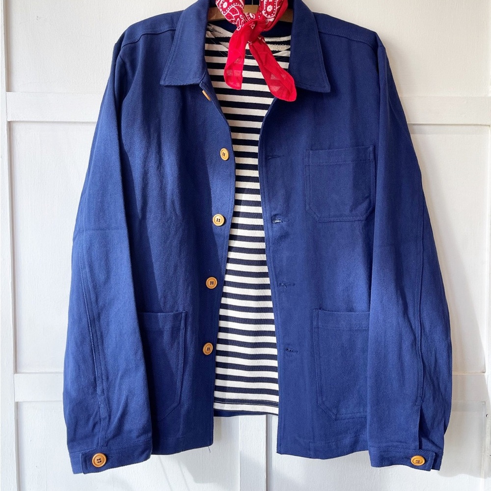 60s style French Blue Canvas Chore Coat